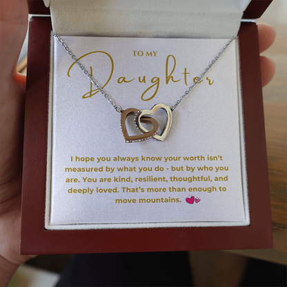 To My Daughter Interlocking Hearts Necklace