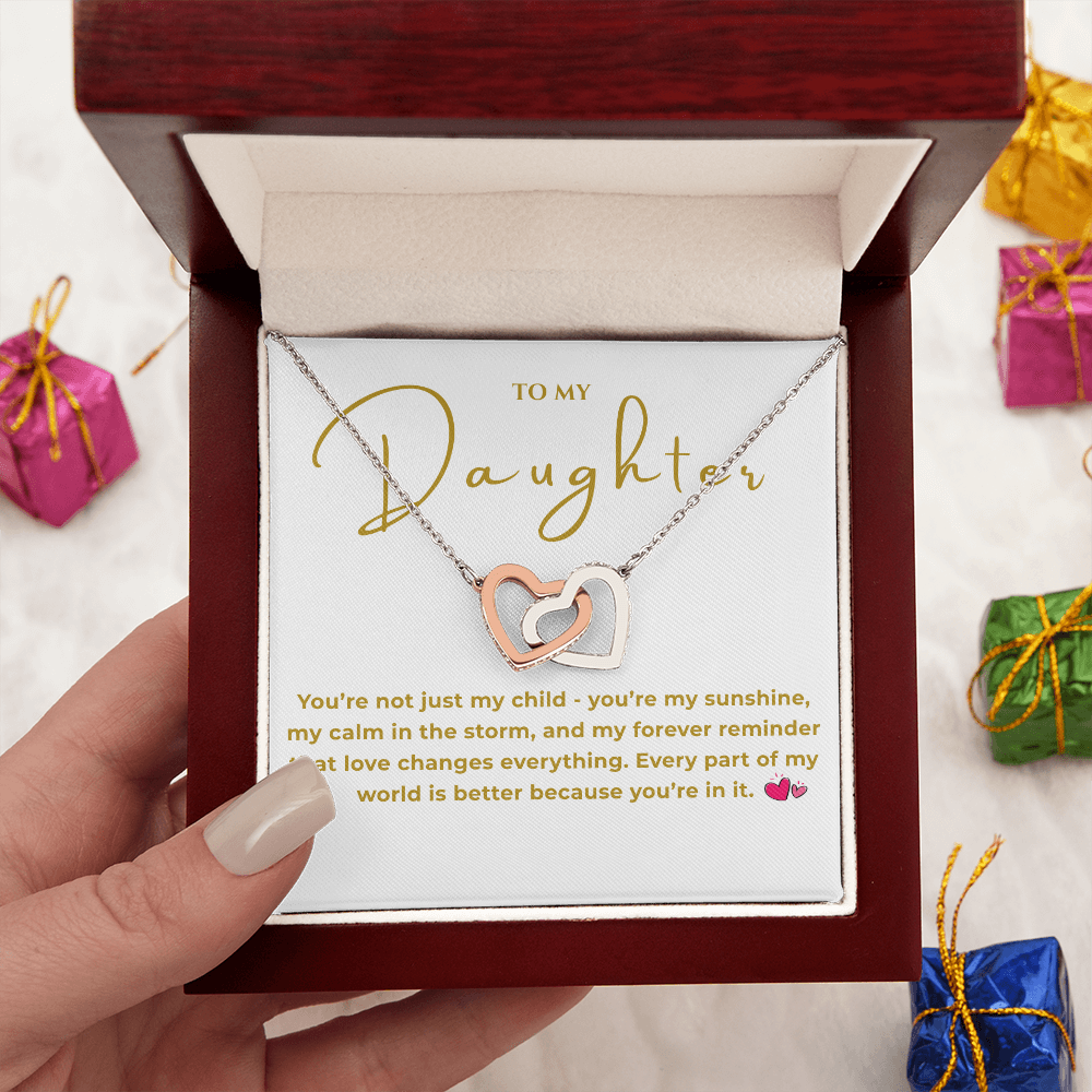 To My Daughter Interlocking Hearts Necklace