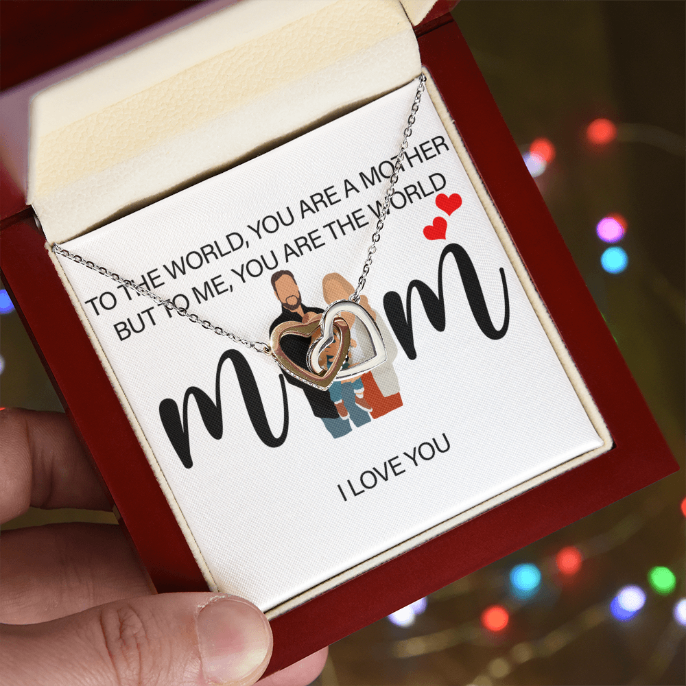Personalized Mom I Love You Interlocking Hearts Necklace
