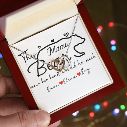 Personalized Mama Bear Interlocking Hearts Necklace