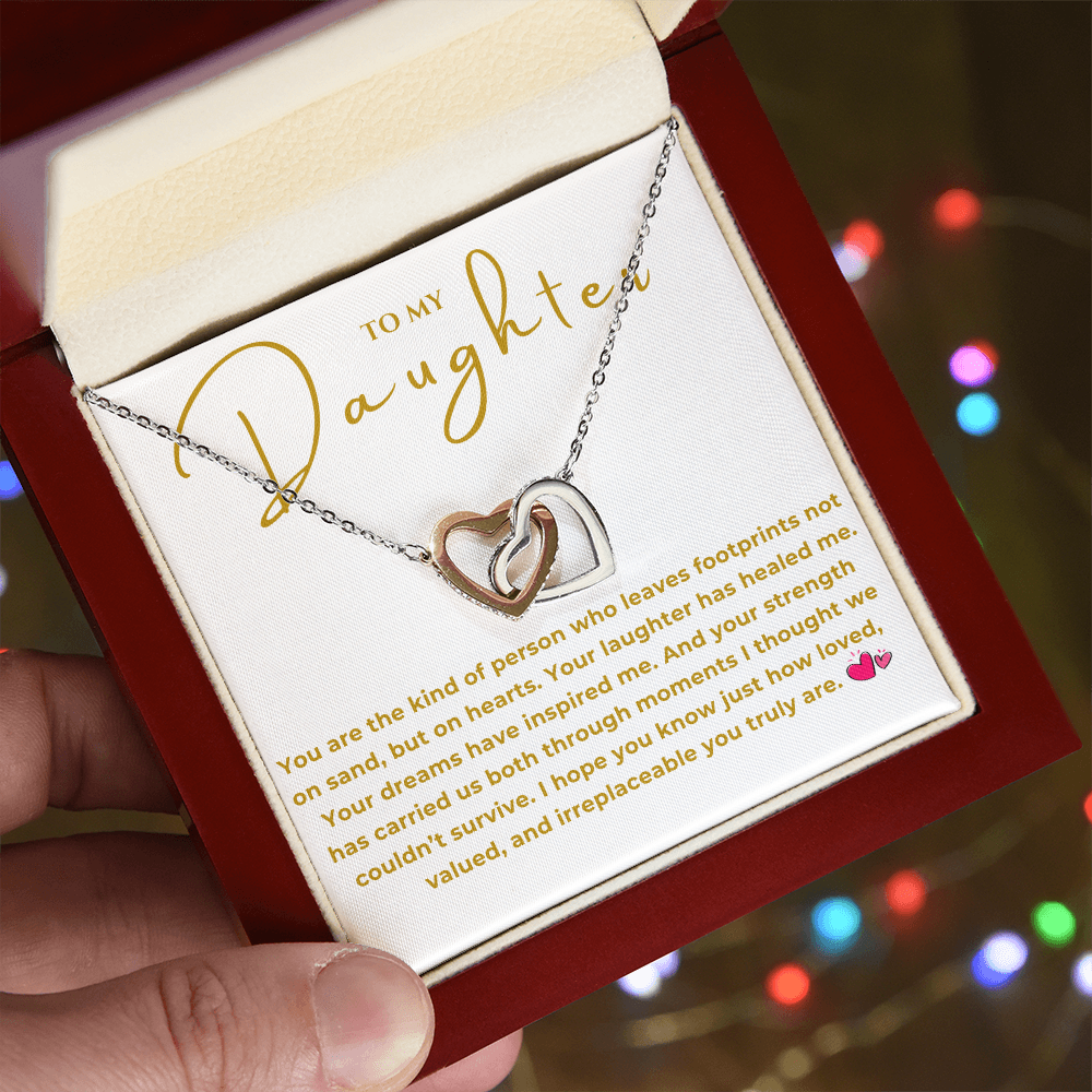 To My Daughter Interlocking Hearts Necklace