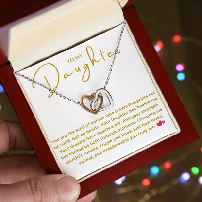 To My Daughter Interlocking Hearts Necklace