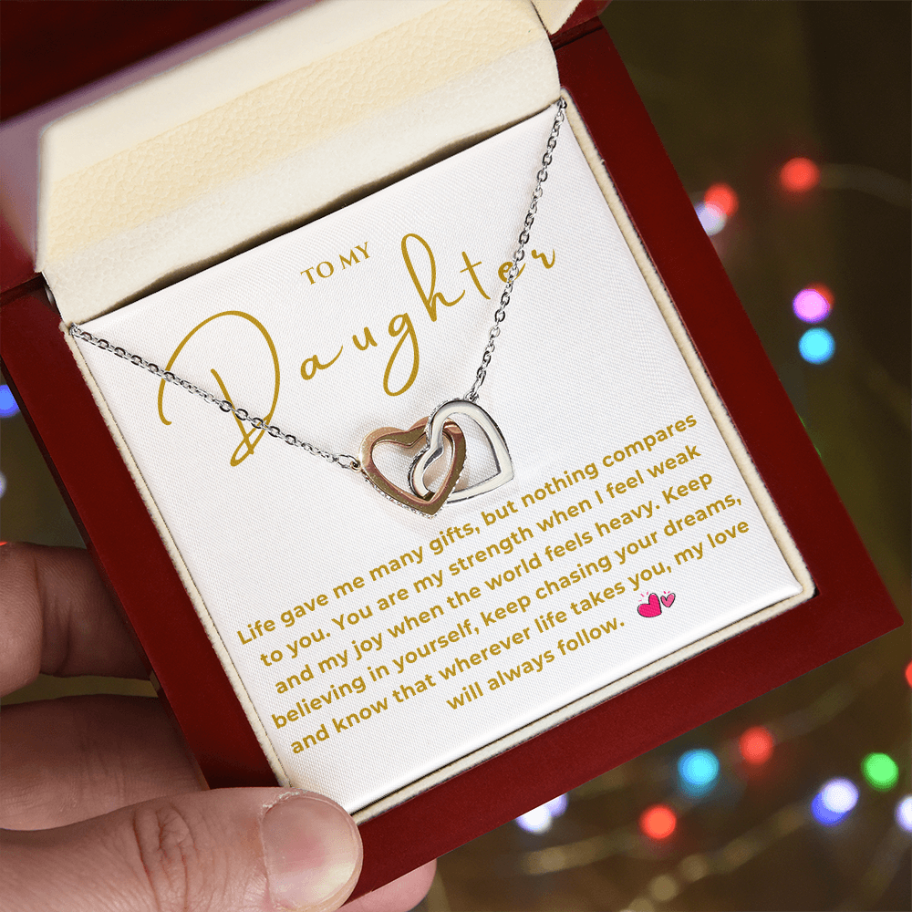 To My Daughter Interlocking Hearts Necklace