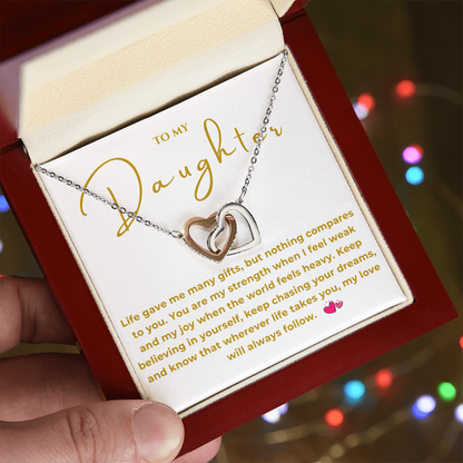 To My Daughter Interlocking Hearts Necklace