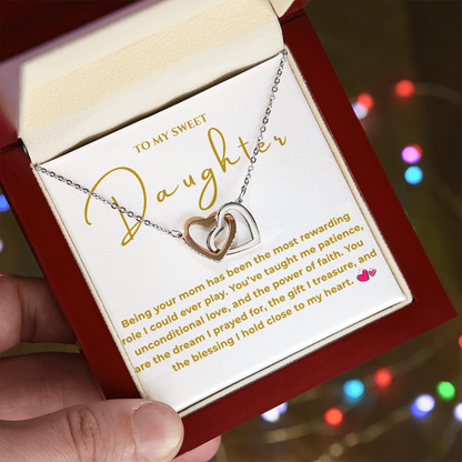 To My Daughter Interlocking Hearts Necklace