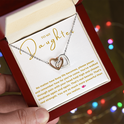 To My Daughter Interlocking Hearts Necklace