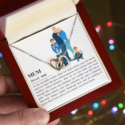 Personalized Mom Interlocking Hearts Necklace