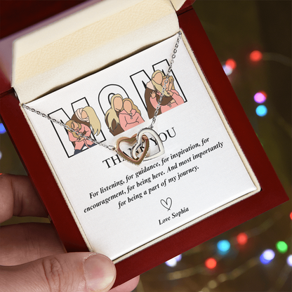 Personalized Thank You Mom  Interlocking Hearts Necklace