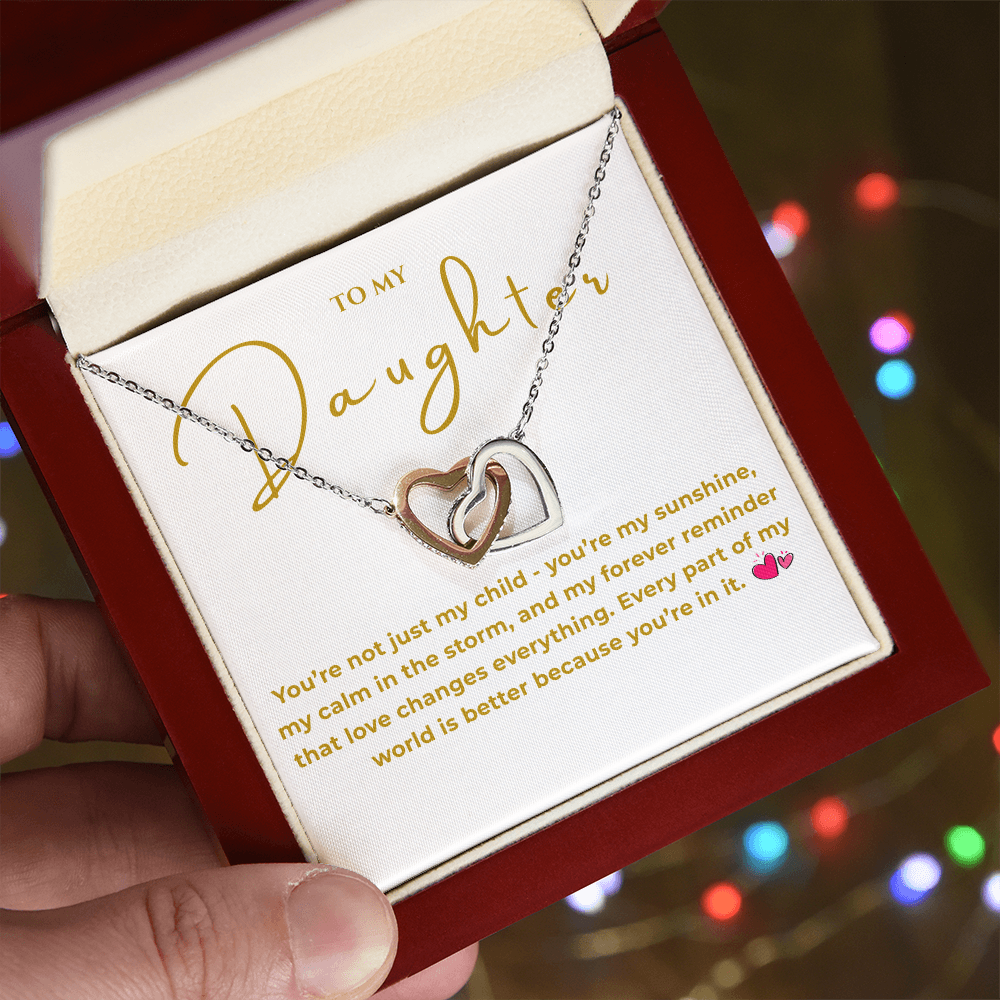 To My Daughter Interlocking Hearts Necklace