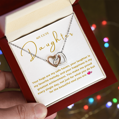 To My Daughter Interlocking Hearts Necklace