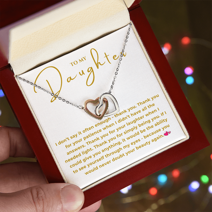 To My Daughter Interlocking Hearts Necklace