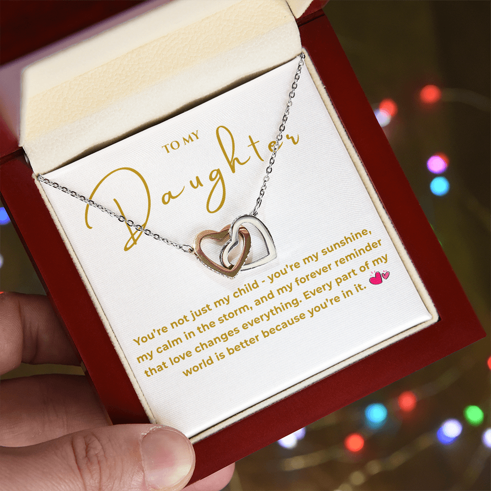 To My Daughter Interlocking Hearts Necklace