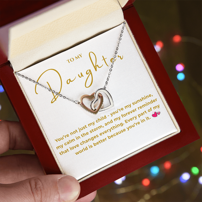 To My Daughter Interlocking Hearts Necklace