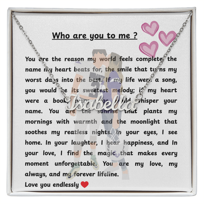 Personalized Who Are You To Me Name Necklace