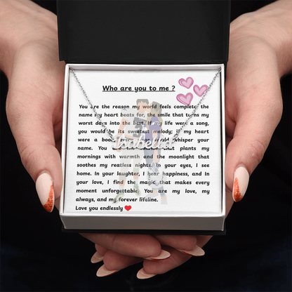 Personalized Who Are You To Me Name Necklace