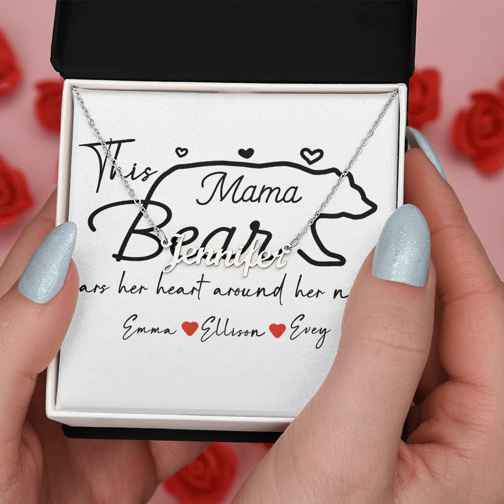 Personalized Mama Bear Name Necklace