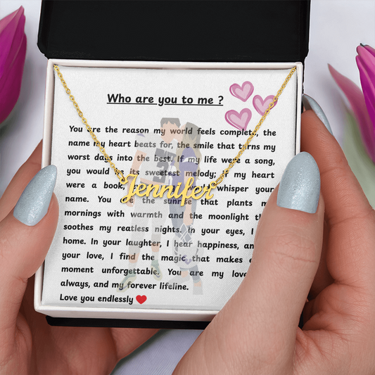 Personalized Who Are You To Me Name Necklace