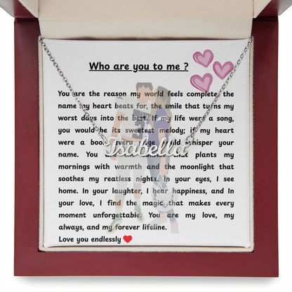 Personalized Who Are You To Me Name Necklace