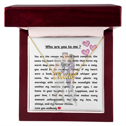 Personalized Who Are You To Me Name Necklace