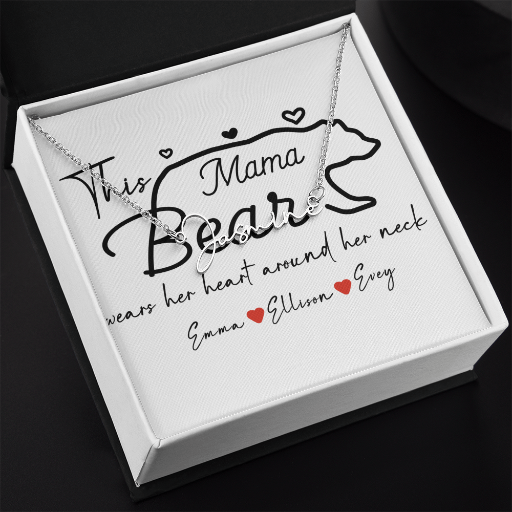 Personalized Mama Bear Signature Name Necklace