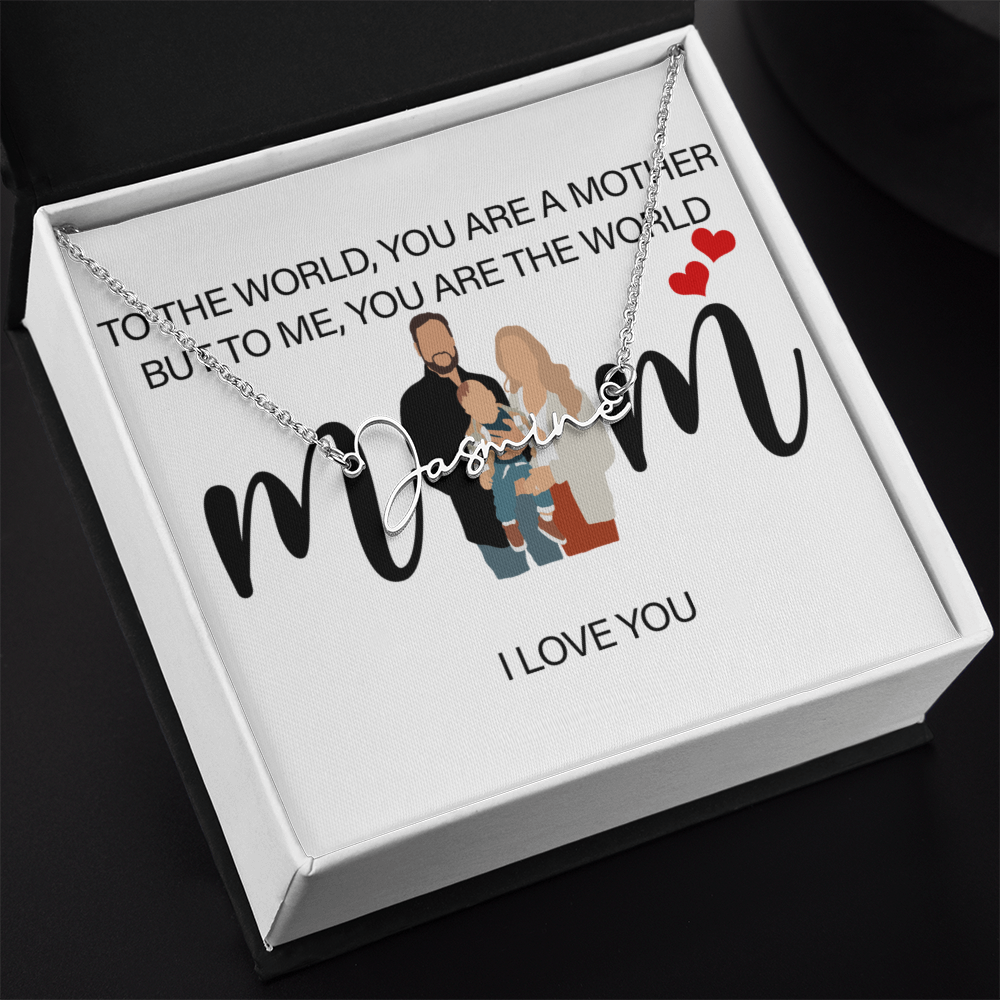 Personalized Mom I Love You Signature Name Necklace