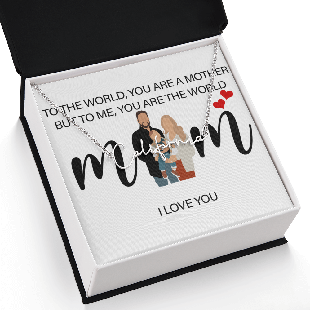 Personalized Mom I Love You Signature Name Necklace
