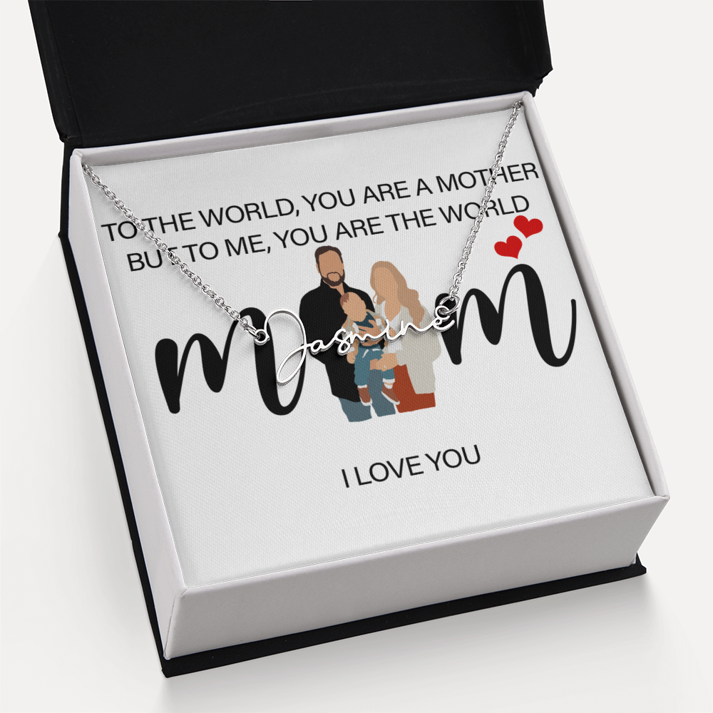 Personalized Mom I Love You Signature Name Necklace
