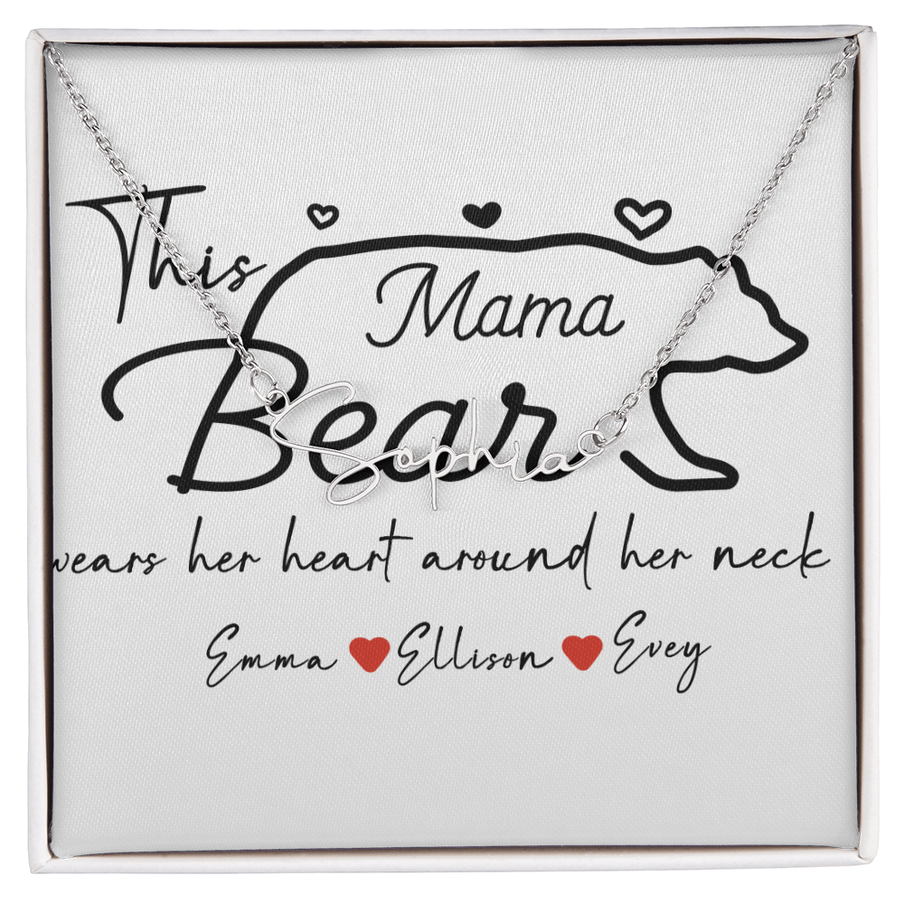 Personalized Mama Bear Signature Name Necklace