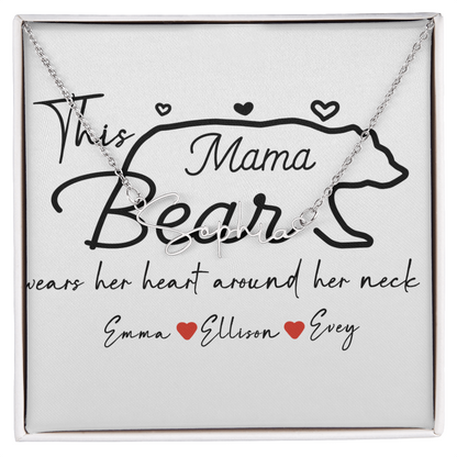 Personalized Mama Bear Signature Name Necklace