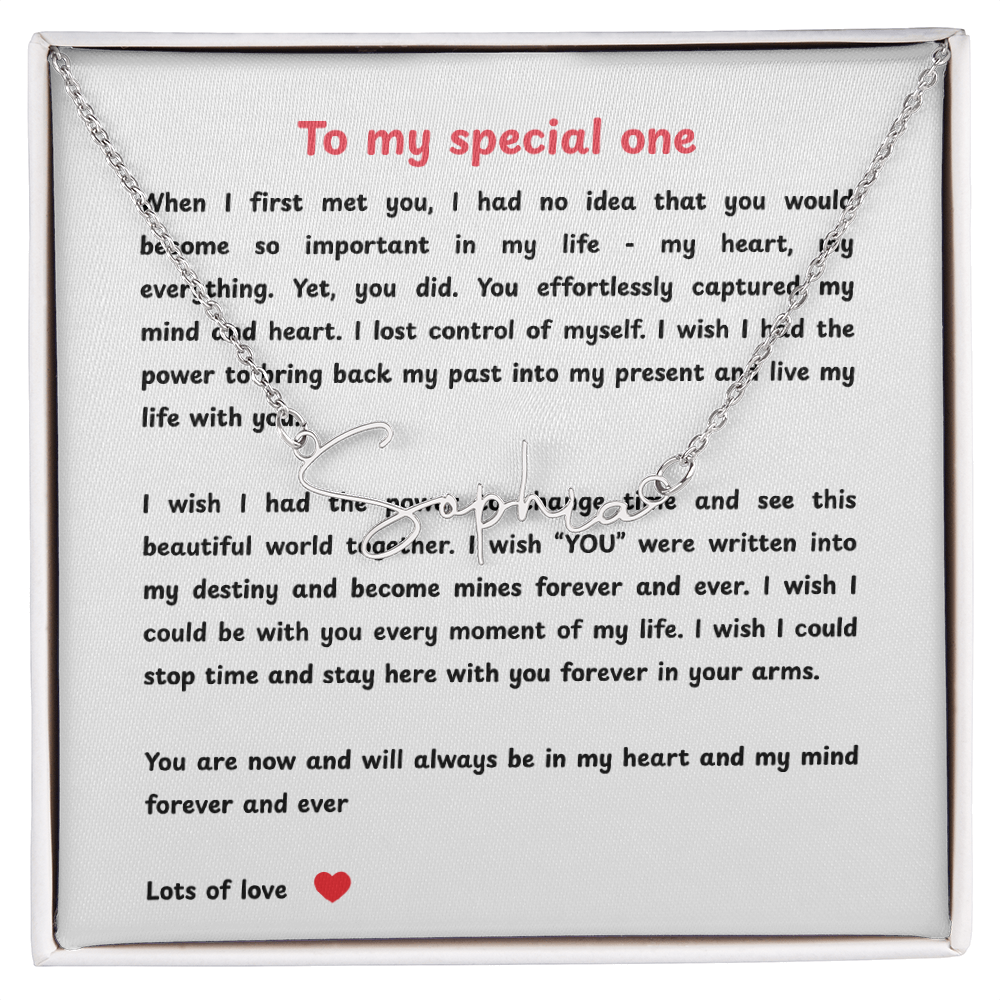 Personalized To My Special One Signature Name Necklace