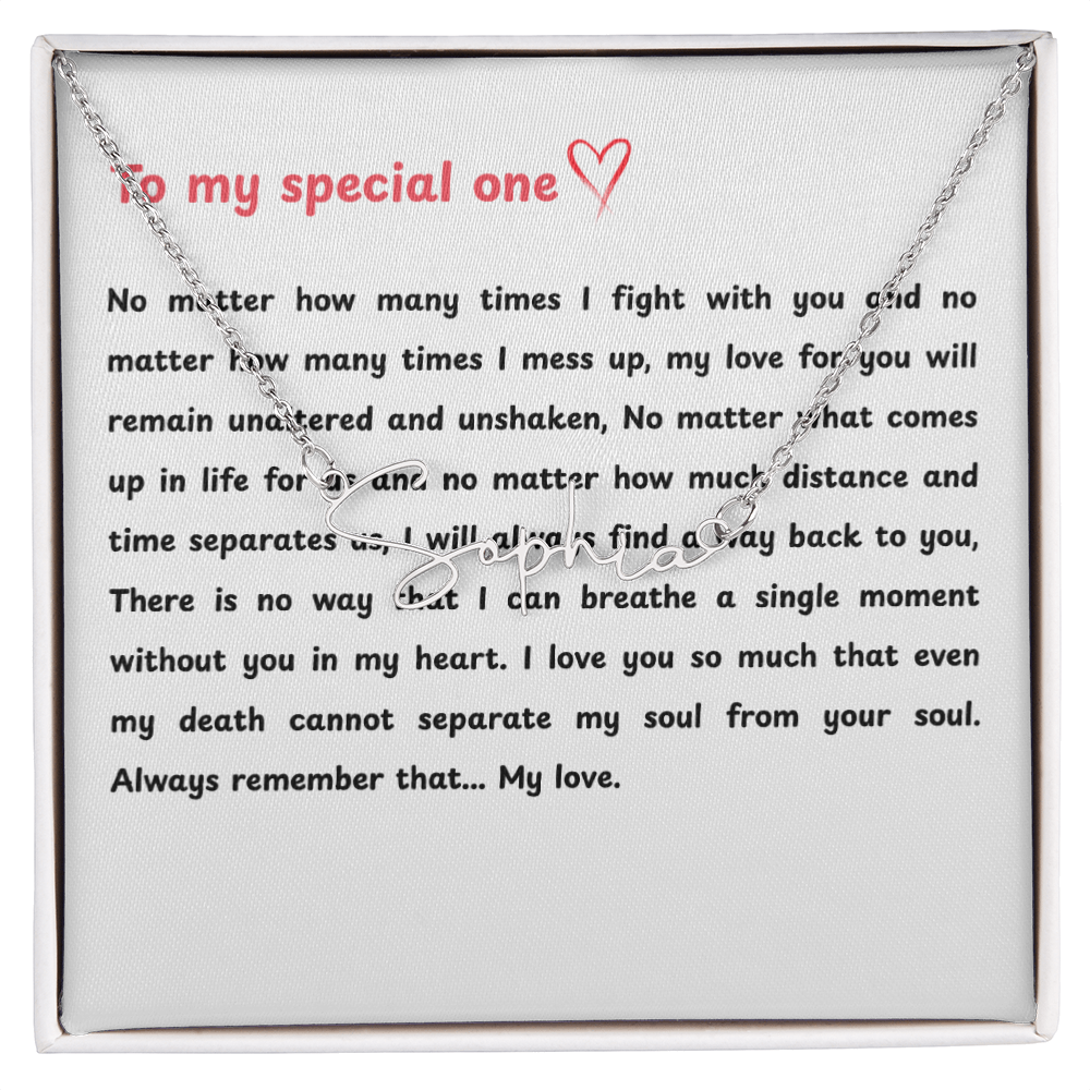 Personalized To My Special One Signature Name Necklace
