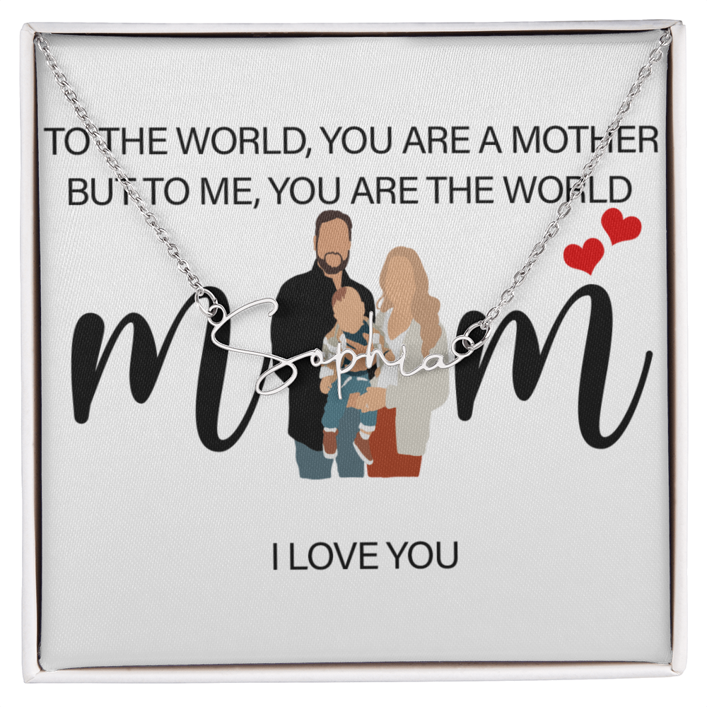 Personalized Mom I Love You Signature Name Necklace