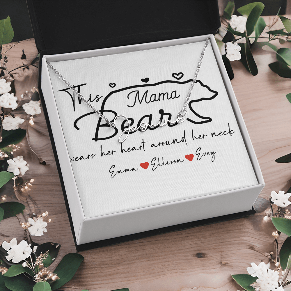 Personalized Mama Bear Signature Name Necklace