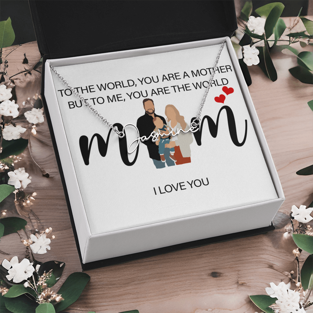 Personalized Mom I Love You Signature Name Necklace