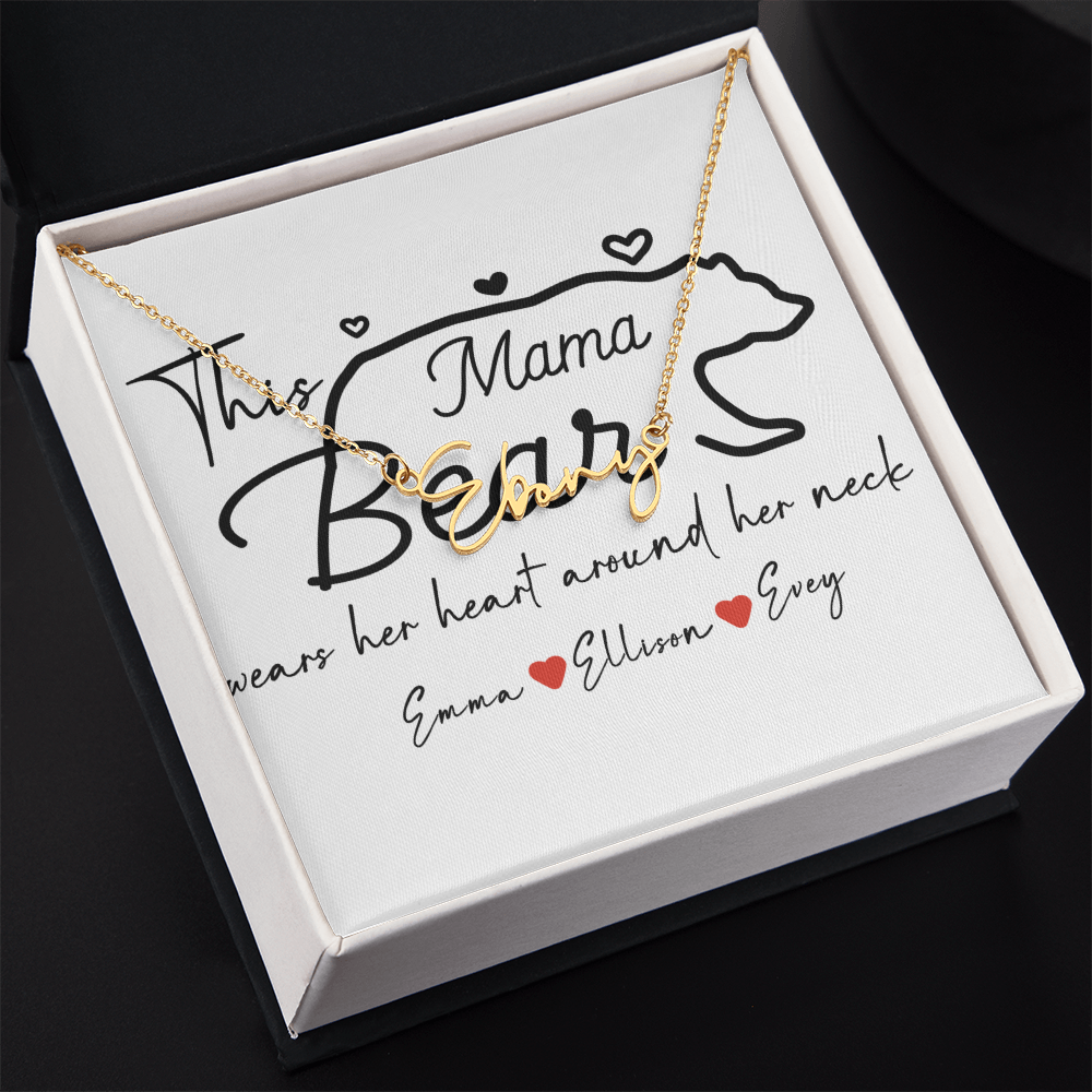 Personalized Mama Bear Signature Name Necklace