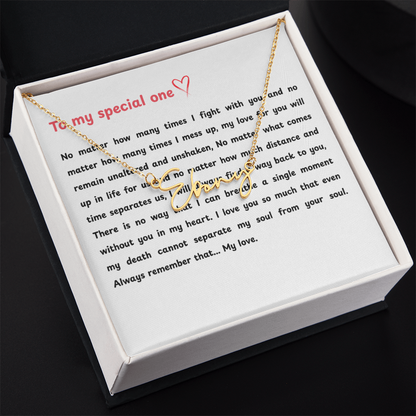 Personalized To My Special One Signature Name Necklace