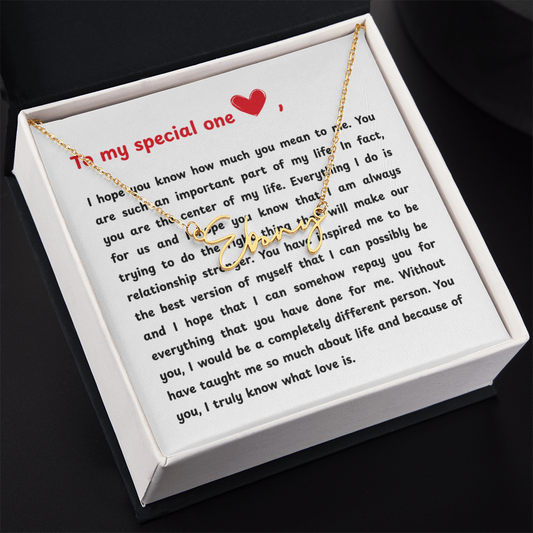 Personalized To My Special One Signature Name Necklace