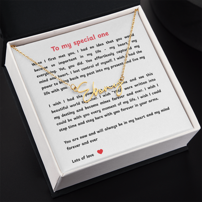 Personalized To My Special One Signature Name Necklace