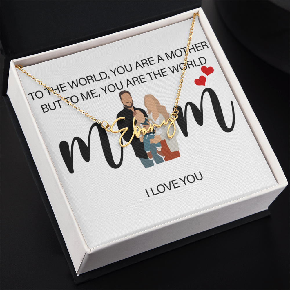 Personalized Mom I Love You Signature Name Necklace