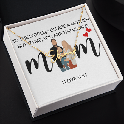 Personalized Mom I Love You Signature Name Necklace
