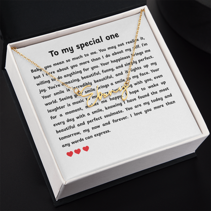 Personalized To My Special One Signature Name Necklace