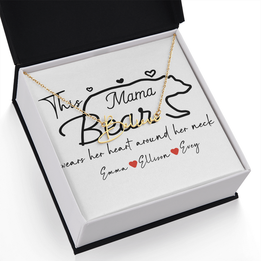Personalized Mama Bear Signature Name Necklace