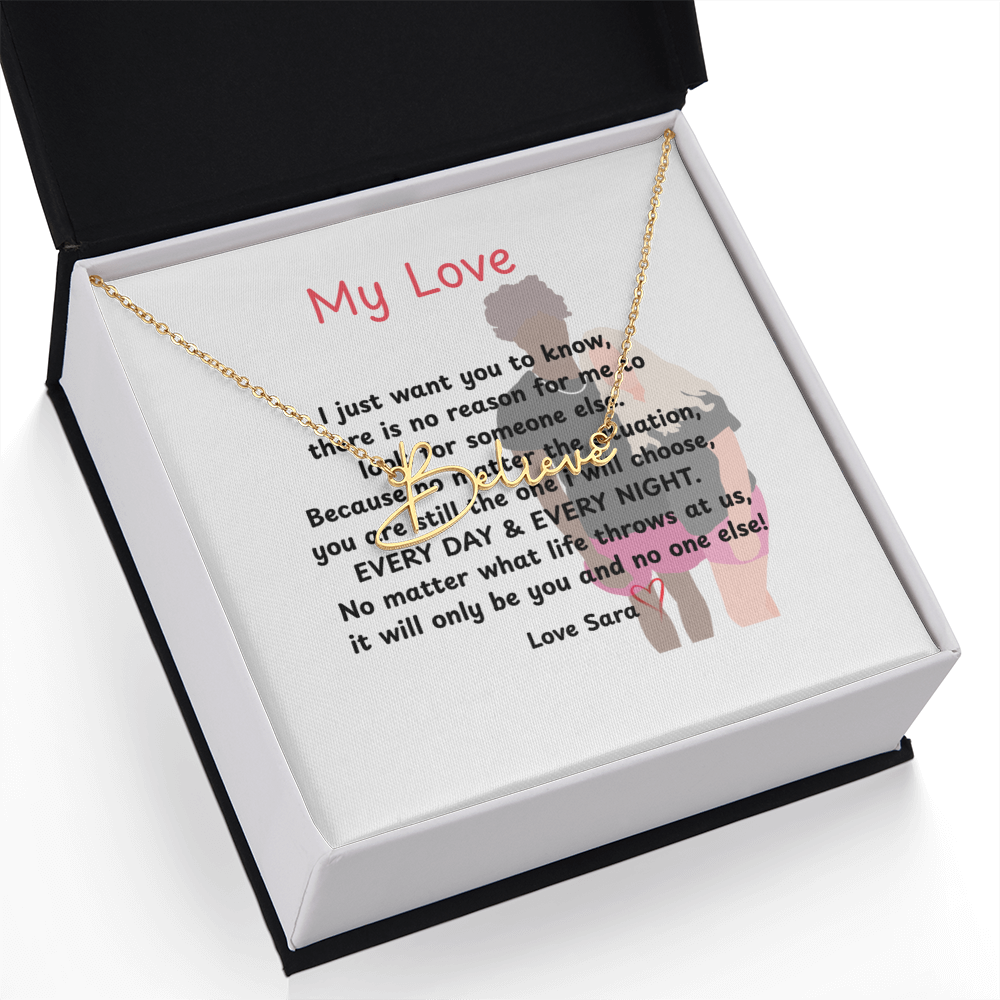 Personalized My Love Signature Name Necklace