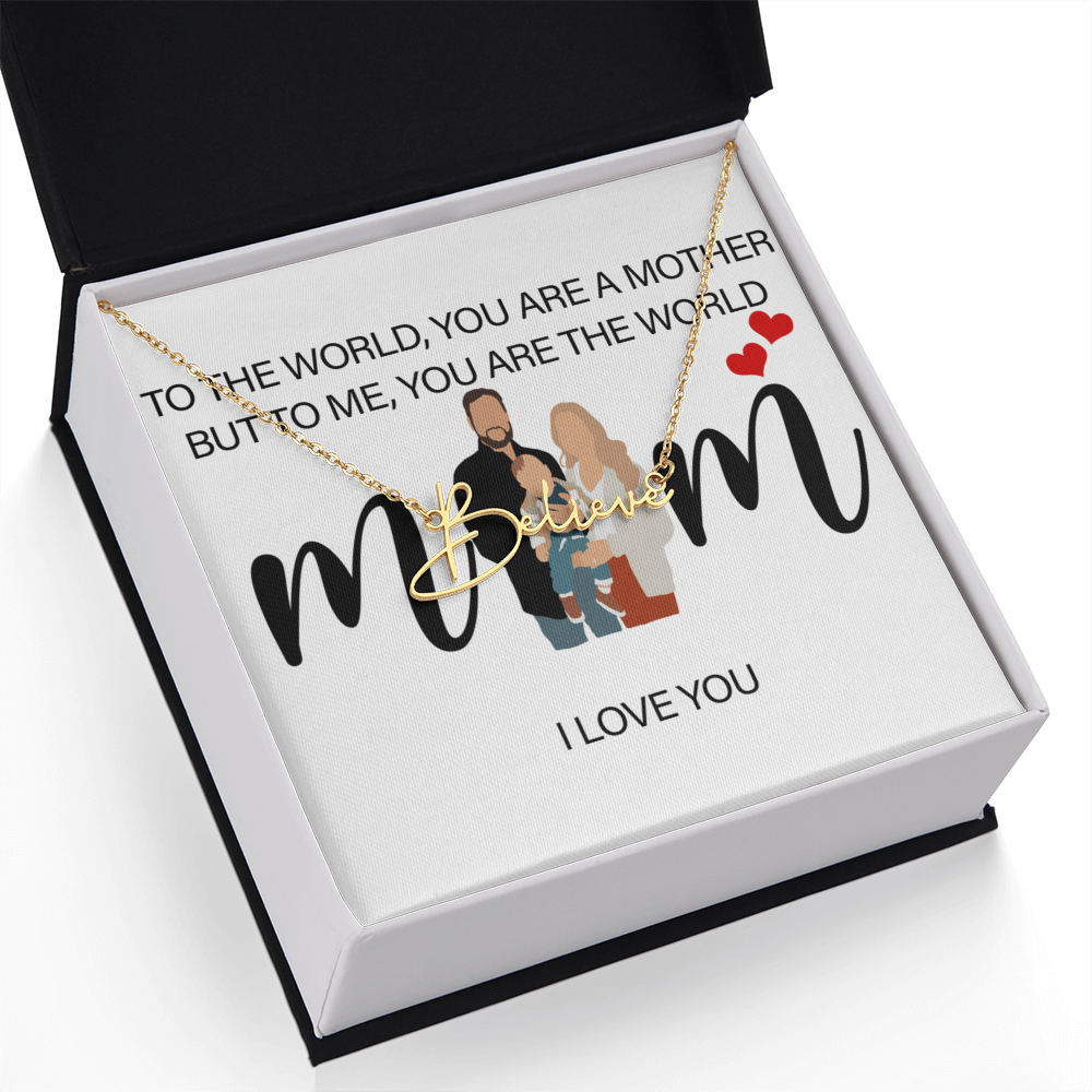 Personalized Mom I Love You Signature Name Necklace