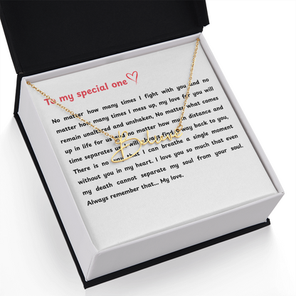 Personalized To My Special One Signature Name Necklace