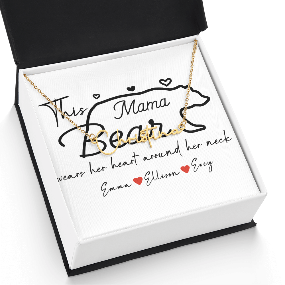 Personalized Mama Bear Signature Name Necklace