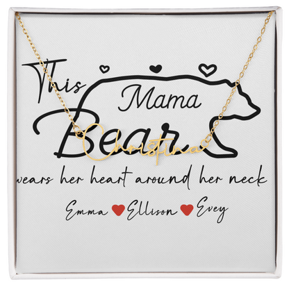 Personalized Mama Bear Signature Name Necklace