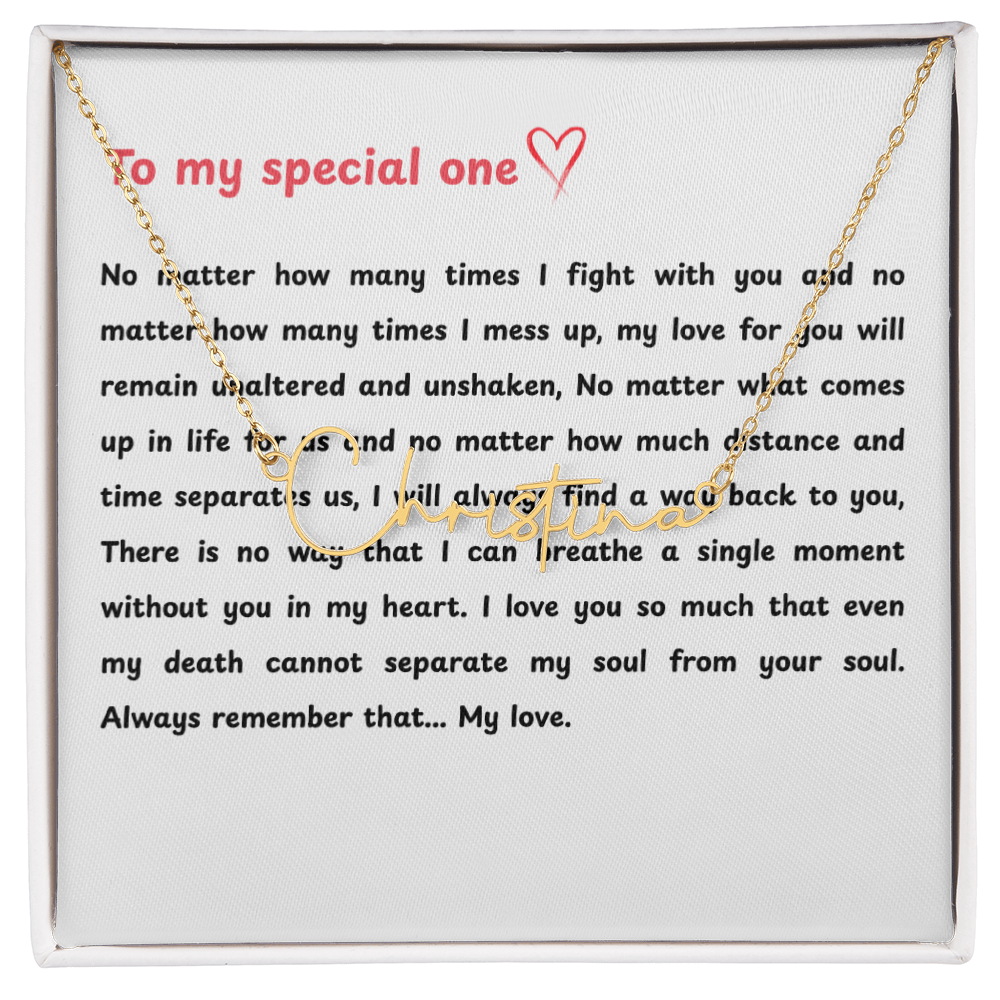 Personalized To My Special One Signature Name Necklace