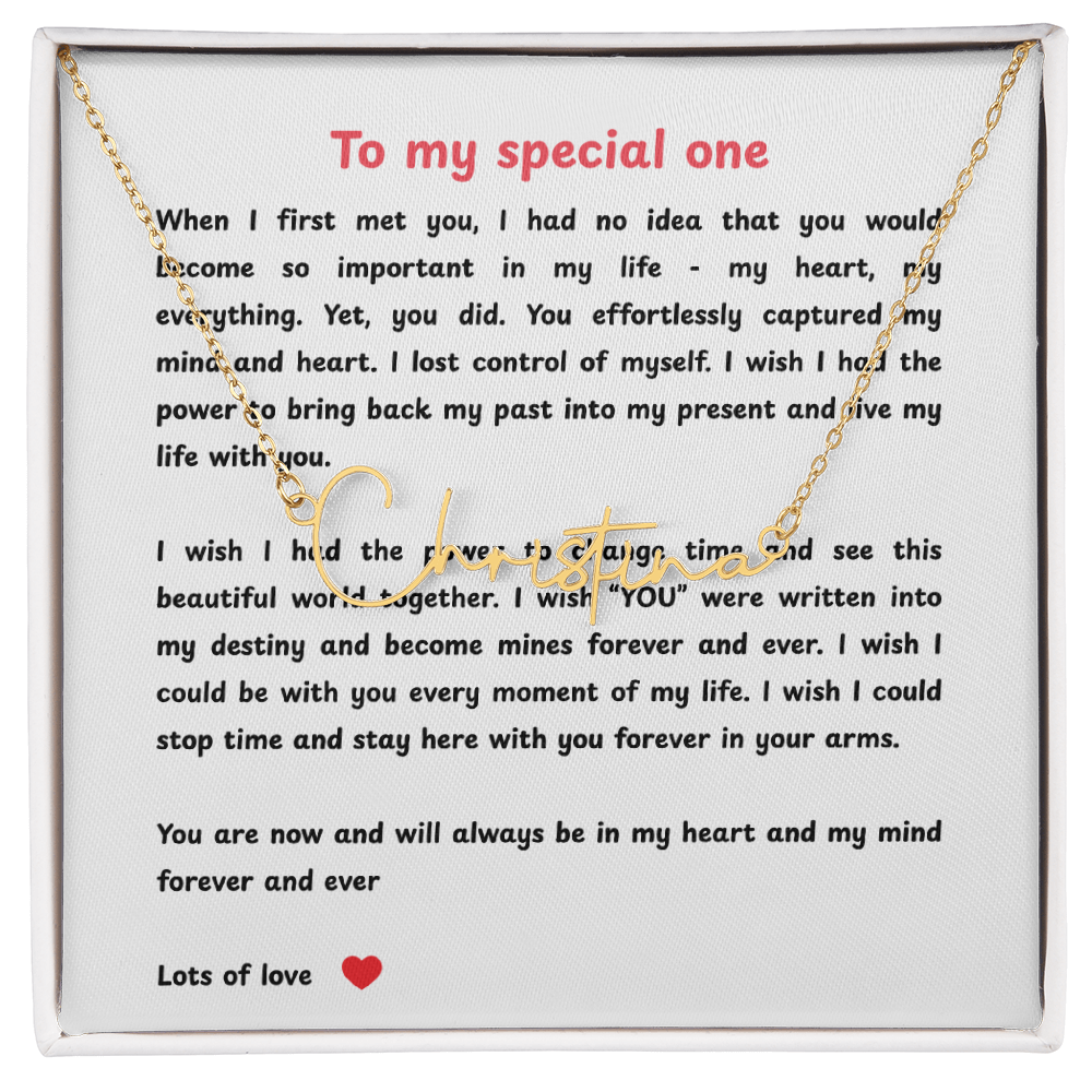 Personalized To My Special One Signature Name Necklace