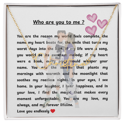 Personalized Who Are You To Me Signature Name Necklace